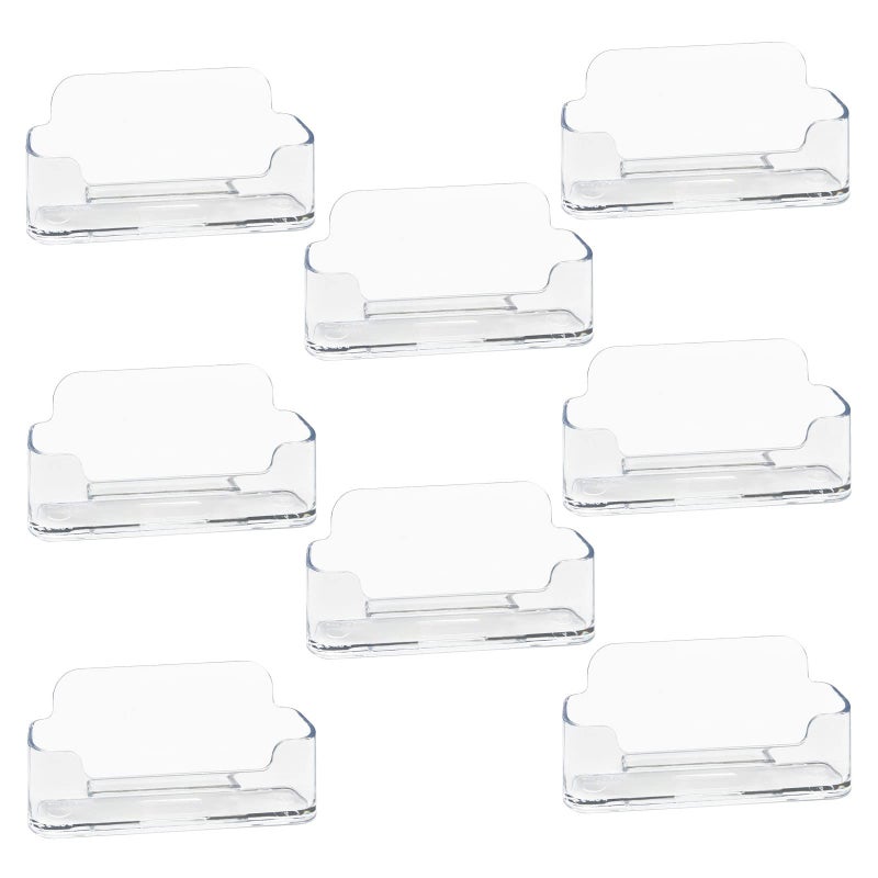 HSYMQ 8 Pack Acrylic Business Card Holder for Desk, Clear Plastic Business Cards Display Holders Stand, Fits 30-50 Business Cards - Image 1